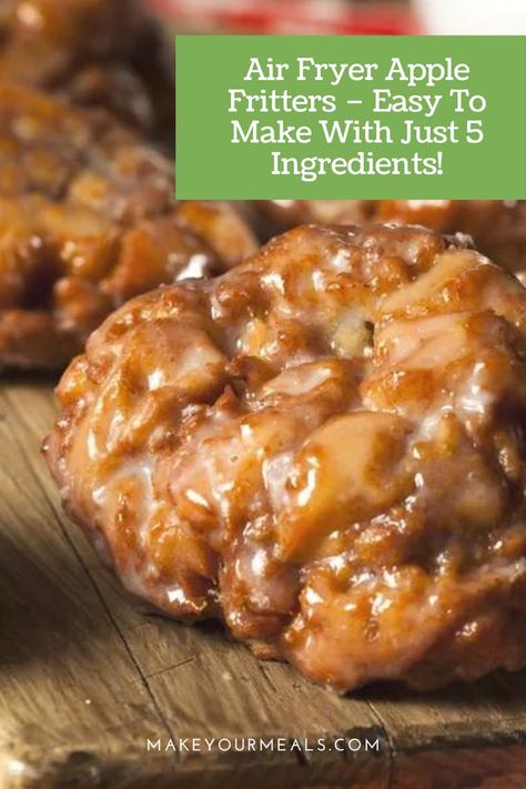 Did you know that you can make Apple Fritters in the Air Fryer? With just 5 basic ingredients and no yeast, these sweet treats can be on your table in under 25 minutes! It's the perfect easy yet delicious dessert! Air Fryer Apple Desserts, Air Fryer Desserts Easy Recipes, Air Fryer Apple Fritters, Easy Apple Fritters Recipe, Apple Fritter Recipe, Air Fryer Recipes Dessert, New Air Fryer Recipes, Air Fryer Recipes Snacks, Air Fryer Cooking Times