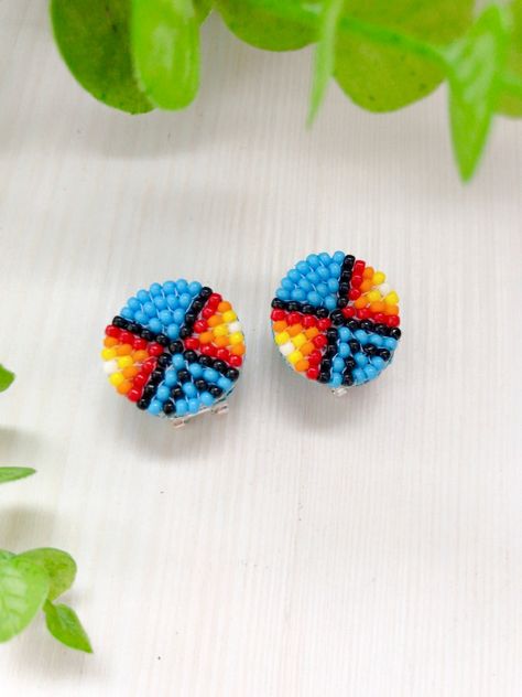 Felt Beaded Earrings, Beaded Earrings Native Beadwork, Sport Earrings, Native American Beadwork Earrings, Beaded Stud Earrings, Order Earrings, Sports Swimming, Native American Beadwork Patterns, Jewelry Traditional