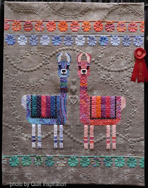 Llama Quilt, Elizabeth Hartman Quilts, Art Quilting, Crazy Quilt Blocks, Applique Quilt, Crazy Quilting, Animal Quilts, Quilting Inspiration, Free Quilting