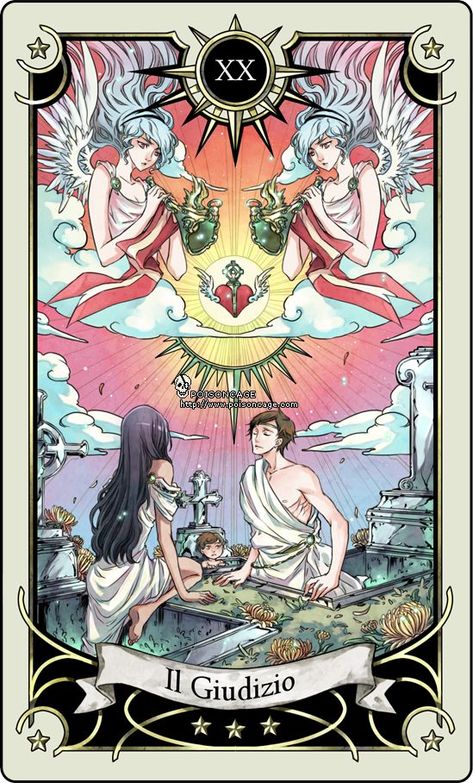 Tarot card 20- the Judgment by rann-poisoncage on deviantART Mystical Manga Tarot, Judgement Tarot Card, Tarot Major Arcana, Oracle Tarot, Tarot Cards Art, 카드 디자인, Tarot Card Decks, Minor Arcana, Tarot Art