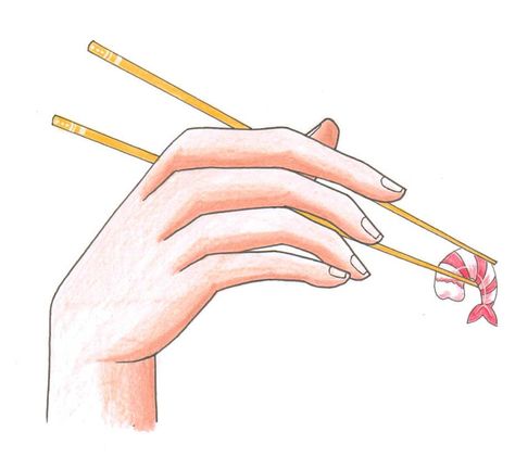 How to draw Hand with Chopsticks Chopsticks Reference, Holding Chopsticks Reference, Hand Holding Chopsticks, Collage Doodles, Bug Painting, Holding Chopsticks, How To Use Chopsticks, Stranger Things Funko Pop, Art Help