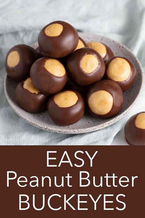 Buckeye Recipe, Peanut Butter Balls Easy, Peanut Butter Buckeyes, Buckeyes Recipe, Peanut Butter Balls Recipe, Preppy Kitchen, Peanut Butter Candy, Brownie Desserts, Dipped In Chocolate