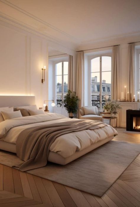 Soft Bedroom Decor, Luxury Master Bedrooms Decor Cozy, Traditional Minimalist Home Decor, Modern Cozy Bedroom Neutral, Lush Bedroom, Parisian Bedroom, Minimalist Bedroom Decor, Luxury Bedroom Furniture, Modern Luxury Bedroom