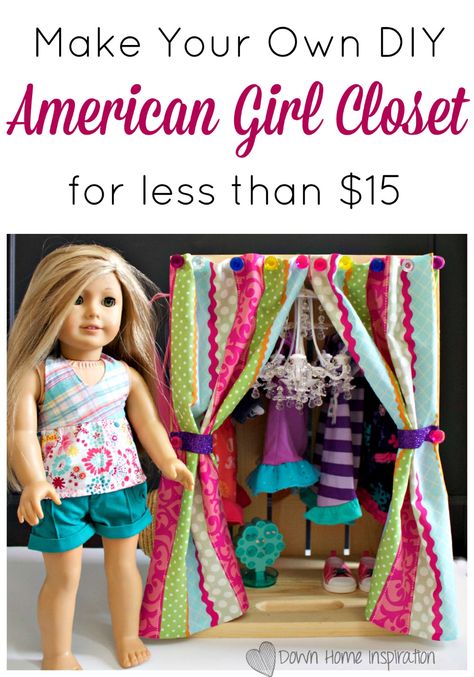 Make Your own DIY American Girl Closet for Less Than $15 - Down Home Inspiration American Girl Dollhouse, American Girl Furniture, American Girl Diy, Girls Dollhouse, Куклы American Girl, American Girl Doll Furniture, American Girl Doll Diy, American Girl Accessories, American Girl Doll Crafts