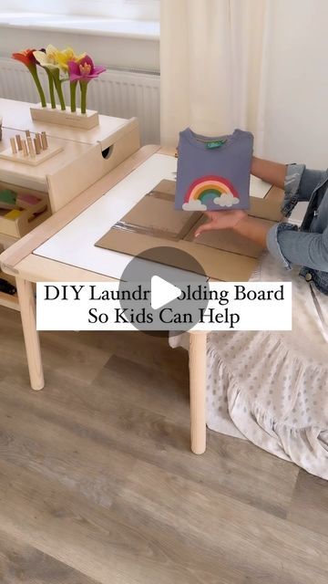 Montessori Laundry, Laundry Folding, Folding Board, Box Tape, Folding Laundry, Board For Kids, Diy Laundry, Folding Clothes, Instagram Diy