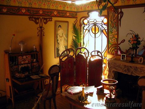 Art Nouveau Shop Interior, Art Neavue Interior, Art Nouveau Vanity, Liberty Art Nouveau Applique, Art Nouveau Interior Table Lamps, Art Nouveau Interior, Art Nouveau Decor, Art Nouveau Furniture, Casa Country