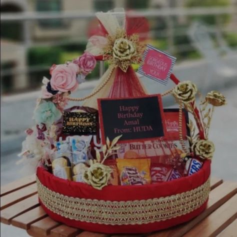 Alhumdulillah Delivered Customize birthday basket dm for detail and order 💥 💫 ❤️ #basket #birthday gift shiekhdeliveryhouse Planner Gift Basket, Luxury Gift Basket, Indian Wedding Gifts, Birthday Basket, Gorgeous Birthday, Creative Wedding Gifts, Wedding Gift Wrapping, Indian Gifts, Birthday Gift Baskets