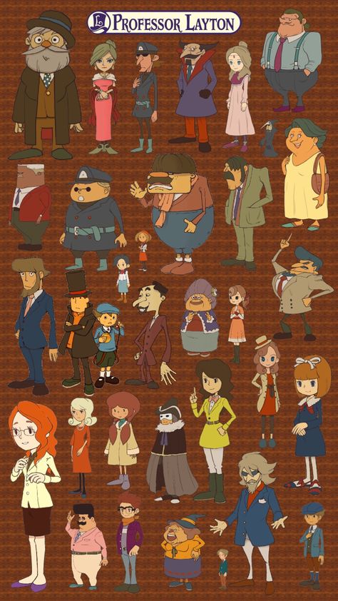 Professor Layton Character Design, Professor Layton Characters, Professor Layton Tattoo, Chara Design, Professor Layton, Pretty Artwork, Nintendo Art, Level 5, Animation Reference