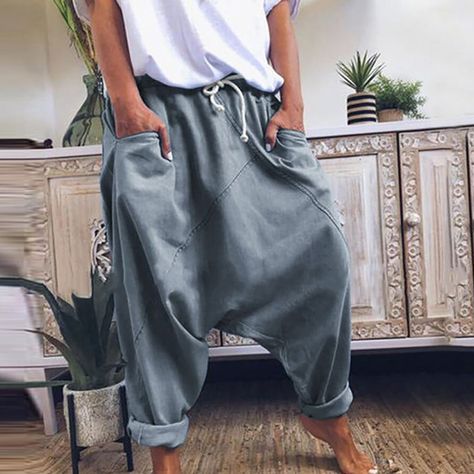 83e8ef518174e1eb6be4a0778d050c9ddesc52099731ri Avante Garde Fashion, Sarouel Pants, Plain Tank Tops, Linen Harem Pants, Check Pants, Mid Waist Pants, Harem Trousers, Linen Fashion, Mini Robes