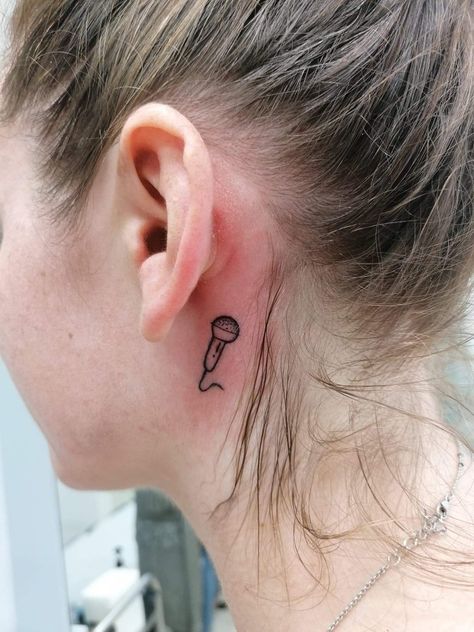 Minimalist Microphone Tattoo, Mini Microphone Tattoo, Tiny Microphone Tattoo, Small Microphone Tattoo, Mic Tattoo Design, Minimalist Tattoo Music, Matching Music Tattoos, Minimalist Music Tattoo, Singing Tattoo