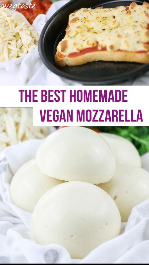 Lasagna Pizza, Vegan Mozzarella Sticks, Vegan Mozzarella Cheese, Mozzarella Recipe, Plant Based Cheese, Vegan Cheese Recipes, Mozzarella Recipes, Vegan Mozzarella, Dairy Free Cheese