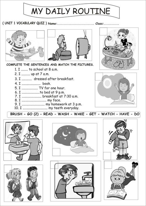 Letter Writing For Kids, Daily Routine Worksheet, English Quiz, English Teaching Materials, English Activities For Kids, English For Beginners, English Exercises, Esl Activities, English Worksheets For Kids