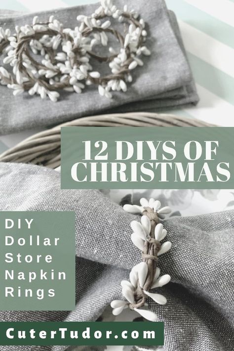 Winter Napkin Rings, Christmas Napkin Rings Diy Dollar Stores, White Christmas Napkin Rings, Diy Holiday Napkin Rings, Napkins Rings Diy, Diy Napkin Holder Rings, How To Make Napkin Rings, Christmas Napkin Rings Diy, Christmas Napkin Ideas