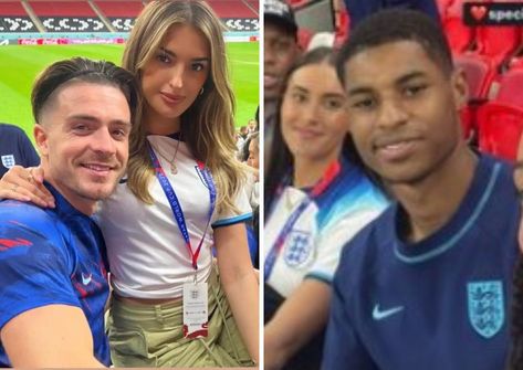 Top 16 here they come! England's WAGS showed off and showed up to support their spouses who beat Wales in their latest World Cup match. England Wags, African Swimwear, James Maddison, Manchester United Players, John Stones, England Football Team, Arsenal Players, World Cup Match, Swimwear Model