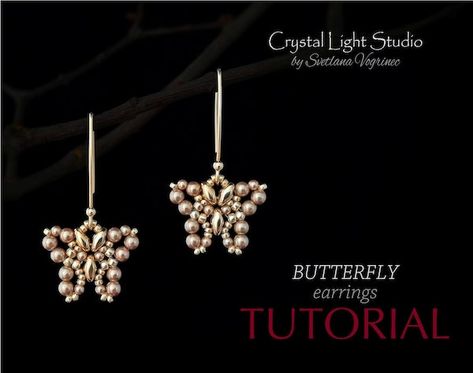 Dainty Beaded Jewelry Tutorials by CrystalLightStudio / The Beading Gem Butterfly Seed Bead, Diy Jewelry Easy, Beaded Earrings Tutorial, Beaded Trees, Seed Bead Tutorials, Digital Tutorial, Beaded Butterfly, Beaded Things, Beadwork Tutorial