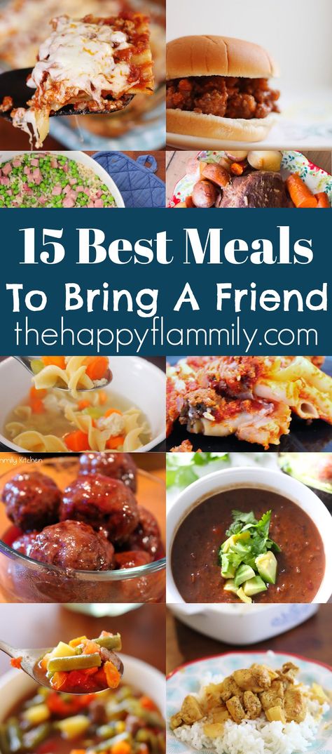 15 best meals to take to a friend. Best meals to bring someone when they have a baby. Easy meals to make for friends. Easy meals to make when you have people over for dinner. Best meals for serving guests. #dinner #Meals #family #service #bonding #friends Meals For The Sick Families, Best Recipes To Take To Someone, Dinner For Neighbors Meal Ideas, Food For Sick People Meals, Good Meals To Take To Someone, Meals To Bring People, Meals For Sick Friends Families, Meals For Neighbors, Dinner To Take To Someone