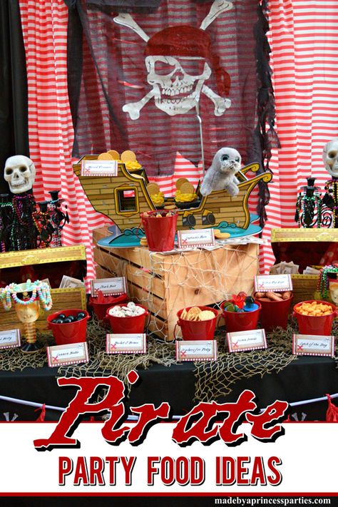 Pirate Party Food Ideas, Pirate Party Snacks, Pirate Themed Food, Pirate Snacks, Mermaids Birthday Party, Pirate Party Food, Pirate Food, Pirate Halloween Party, Kids Pirate Party