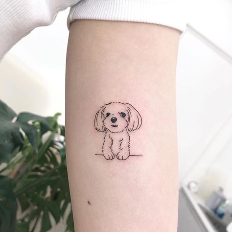 Maltese Tattoo Minimalist, Havanese Tattoo, Shitzu Tattoos, Shih Tzu Tattoo Minimalist, Maltese Tattoo, Cat And Dog Tattoo, Barbie Tattoo, Puppy Tattoo, Small Dog Tattoos