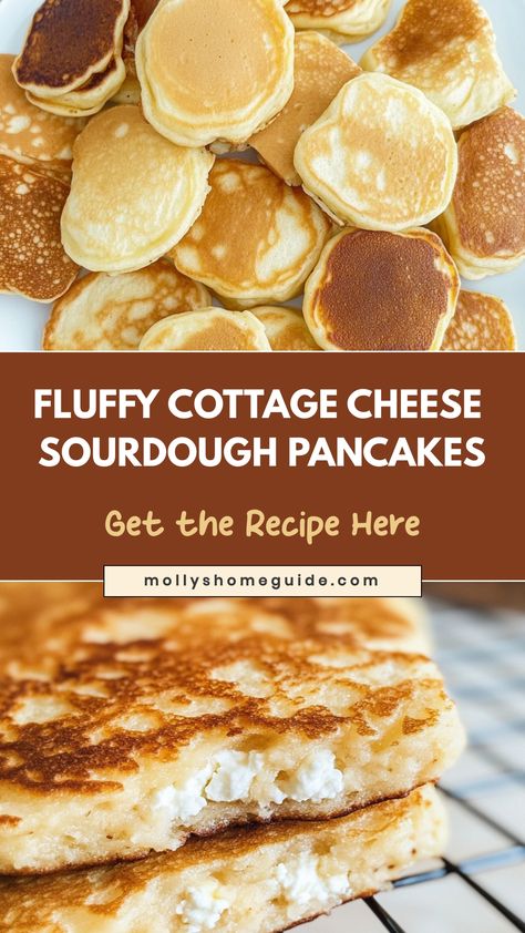 Discover a delightful twist on classic pancakes with these fluffy cottage cheese sourdough pancakes. Perfect for a hearty and satisfying breakfast, these pancakes are both flavorful and wholesome. The tangy touch of cottage cheese combined with the light and airy texture of sourdough creates a truly unique flavor experience. Whether you enjoy them with syrup, honey, or fresh fruit, these pancakes are sure to become a new family favorite.

Ingredients
1 lb cottage cheese (or farmer’s cheese)
2 eg Cottage Cheese Cinnamon Rolls, Cheese Cinnamon Rolls, Classic Pancakes, Cheese Sourdough, Low Calorie Pancakes, Homemade Cottage Cheese, Farmer’s Cheese, Pumpkin Breakfast, Sourdough Pancakes