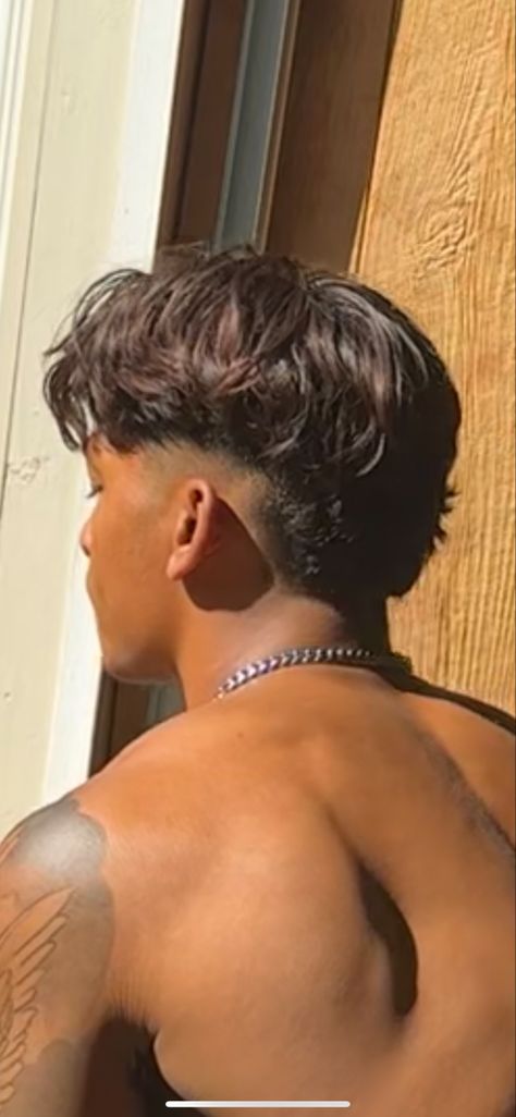 Burst fade, natural slick back Low Taper Messy Middle Part Men, Burst Fade Mullet Haircut, Burst Fade Medium Hair, Burst Fade Modern Mullet, Burst Fade Taper Back, Undercut Men Hairstyle, Burst Fade Middle Part Haircut, Slicked Back Taper Fade, Burst Fade Mullet Wavy Hair