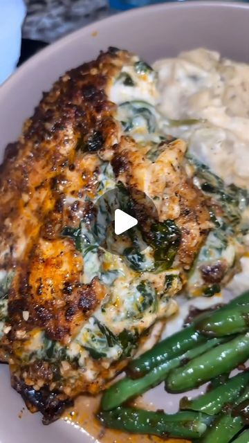 Season For Chicken, Chicken Breast Cream Cheese, Spinach Stuffed Chicken Breast Recipes, Chicken Breast Dinner, Stuffed Chicken Breast Cream Cheese, Sweet Potato Cornbread, Cream Cheese Spinach, Cooking Spinach, Stuffed Chicken Breast Spinach