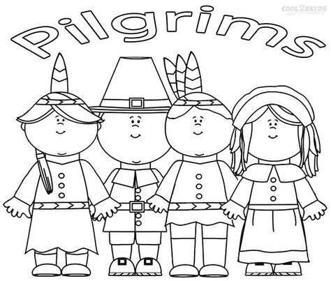 Printable Pilgrims Coloring Pages For Kids | Cool2bKids Thanksgiving Coloring Sheets, Free Thanksgiving Coloring Pages, Pilgrims And Indians, Turkey Coloring Pages, Thanksgiving Crafts Preschool, Free Thanksgiving Printables, Thanksgiving Coloring, Casa Halloween, Thanksgiving Color