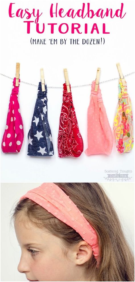 Simple DIY Elastic Headbands Knotted Headband Diy, Diy Elastic, Sewing Headbands, Bandeau Au Crochet, Headband Diy, Summer Headbands, Crafty Mom, Headband Tutorial, Trendy Sewing