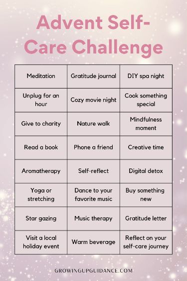 December Prompts, Advent Challenge, Memory Care Activities, Self Care Board, Ideas For Seniors, December Challenge, Self Care Challenge, Spa Night, Digital Detox