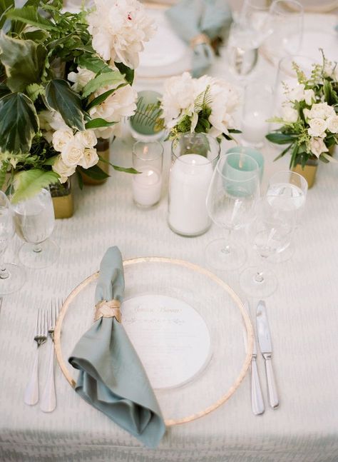 La Tavola Fine Linen Rental: Wavering Glacier with Topaz Duck Egg Napkins and Chair Cushions | Photography: Sylvie Gil Photography, Event Planning & Floral Design: Florabella Studios, Catering: McCalls Catering & Events Duck Egg Blue Wedding Theme, Duck Egg Blue Wedding, Vineyard Wedding Inspiration, Blue Wedding Decor, Napkin Folds, Aqua Wedding, Color Of The Day, Blue Inspiration, Blue Themed Wedding