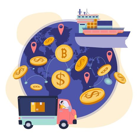 Foreign Exchange Rate, Logistics Network, Blockchain Development, Network Icon, Transportation Industry, Blockchain Cryptocurrency, Vector Icons Illustration, Vector Hand, Stock Exchange