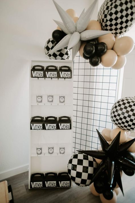 VANders first Birthday  | CatchMyParty.com Vans First Birthday, Vans Party Theme, Vans Themed Birthday Party, Two Rad Birthday Party Boy, Two Cool Birthday Party Boy Decorations, Two Cool Birthday Theme, Vans Birthday Party, One Rad Dude Birthday, Two Rad Birthday Party