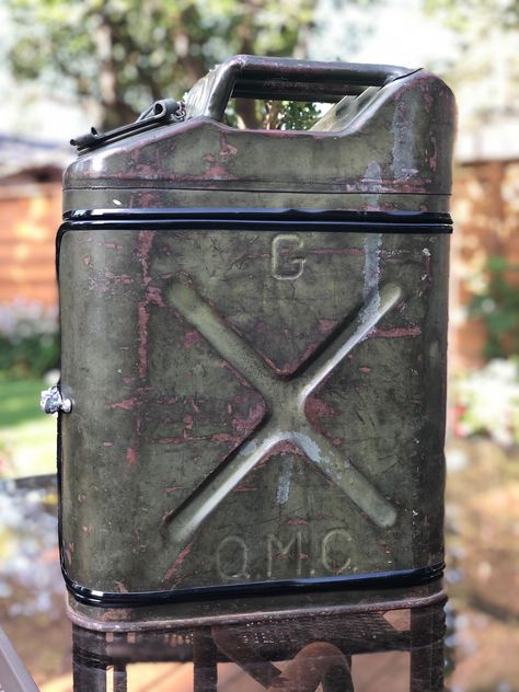 Jerry Can Mini Bar Jerry Can Mini Bar, Steel Drum, Jerry Can, Garage Art, Shipping Containers, Metal Box, Mini Bar, Shipping Container, Project Ideas