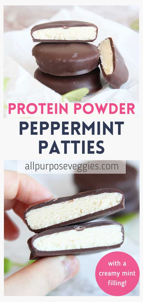 makes 6 patties Peppermint Patties Recipe, Peppermint Patty Recipe, Protein Baking, Protein Snack, Protein Powder Recipes, Patties Recipe, Low Carb Vegan, Peppermint Patties, Homemade Snacks