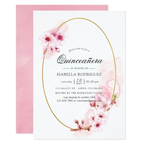 Spring Invitations, Cherry Blossom Theme, Quinceañera Invitation, Spring Birthday, Quinceanera Party, Spring Ideas, Diy Spring, Quinceanera Invitations, Pink Cherry