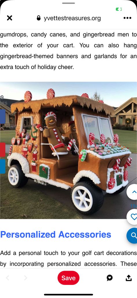 Golf Cart Gingerbread House, Gingerbread Golf Cart, Golf Cart Decorations, 2024 Planning, Burning Man Art, Cart Ideas, Florida Christmas, Christmas Golf, Outdoor Crafts