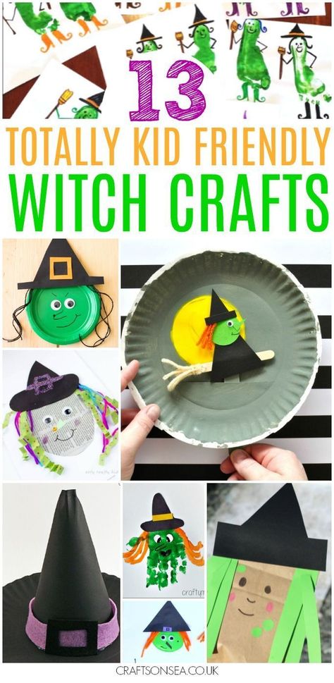 These easy witch crafts for kids are all totally achievable and not too scary either! With ideas perfect for toddler, preschoolers and older kids too Witch Crafts For Kids, Older Kids Crafts, Kids Crafts Toddlers, Crafts Toddlers, Halloween Diy Paper, Spider Witch, Witch Crafts, Halloween Crafts Preschool, Spider Crafts