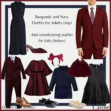 Navy and Burgundy - Formal Family Outfits — Carole. Family Formal Outfits, Navy Family Pictures, Fancy Holiday Outfits, Navy Families, Holiday Mini Session, Burgundy Outfit, Burgundy Suit, Navy Outfit, Coordinating Outfits