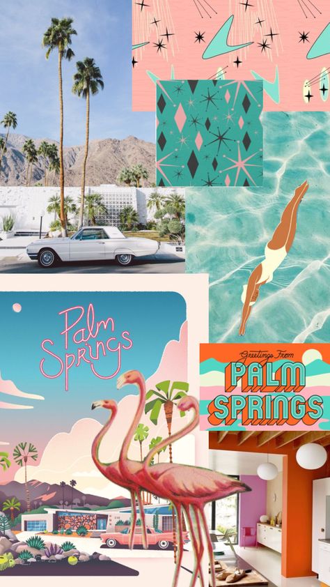 70s Palm Springs Fashion, Vintage Palm Springs Decor, Vintage Palm Springs Party, Retro Palm Springs Bachelorette, 30th Pool Party, Retro Palm Springs Party, Palm Springs Vibes, Palm Springs Color Palette, Palm Springs Theme