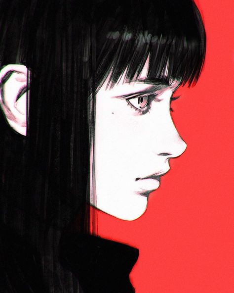 Ilya Kuvshinov (@kuvshinov_ilya) • Instagram photos and videos Ilya Kuvshinov, Side Profile, Black Hair, Drawings, Red, Hair, Black, Instagram, Art