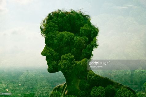 double exposure of mans head and green trees Double Exposure Portrait, Poesia Visual, Double Exposition, Double Exposure Photography, City Silhouette, Reflection Photography, Multiple Exposure, Exposure Photography, Photo Series