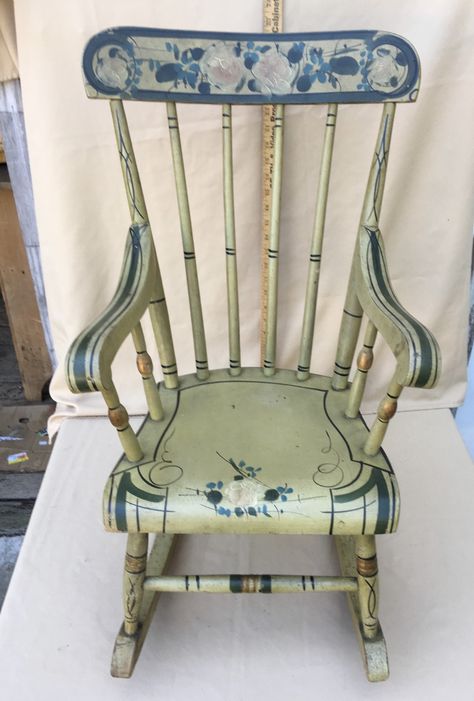 Painted Wood Rocking Chair, Painted Rocking Chair Ideas Nursery, Rocking Horse Painting Ideas, Hand Painted Rocking Chair, Wooden Rocking Chair Nursery Decprative Paint, Painted Rocking Chairs, Hand Painted Chairs, Painted Chairs, Hand Painted Rocks