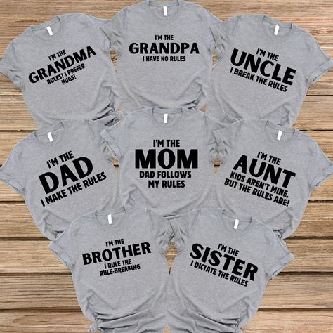 Funny Family Rules Shirt, Family Matching Reunion Tshirts, Christmas Gift For Family Pajamas, Baby Announcement, Family Birthday Tee Shirt 🌟 Welcome to Tiger Print Designs! 🌟 About Us: We are a proud American company dedicated to bringing you unique and stylish designs for all occasions, whether it's an ordinary day or a special event. Our mission is to help you express your individuality and make every day a little brighter with our custom products. Production and Packaging:  📦 Our production and packaging time is between 1-3 business days. We take pride in creating high-quality products and ensuring that each item is carefully packaged before it reaches you. Shipping Information:  🚚 Standard Shipping: Takes approximately 3-6 business days.  🚀 Express Shipping: Takes 1-3 business day Family Day Tshirt Design Ideas, Funny Family Reunion Shirts, Vacay Ideas, Christmas Gift For Family, Family Reunion Shirts, Reunion Shirts, Family Vacay, Family Rules, Funny Family