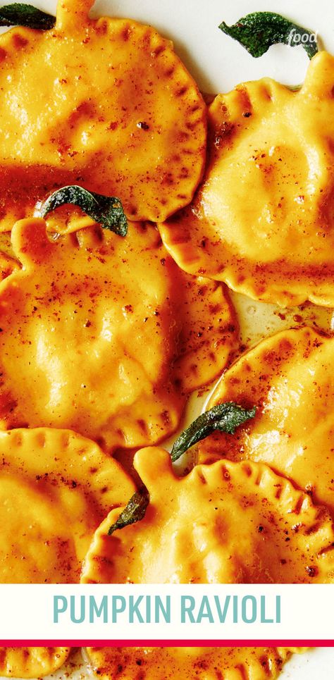 Recipe of the Day: Pumpkin Ravioli 🧡 These delicious ravioli have pumpkin through and through: Our easy homemade pasta features pumpkin purée. It’s cut out in the shape of pumpkins with a cookie cutter and then stuffed with a pumpkin and crème fraîche filling. Tossed with a nutty brown butter–sage sauce, these ravioli are autumn in a bowl. Save Martha Tinkler's recipe! Butter Sage Sauce, Pumpkin Shaped Cookies, Brown Butter Sage, Brown Butter Sage Sauce, Easy Homemade Pasta, Sage Sauce, Pumpkin Ravioli, Sage Butter, Budget Family Meals