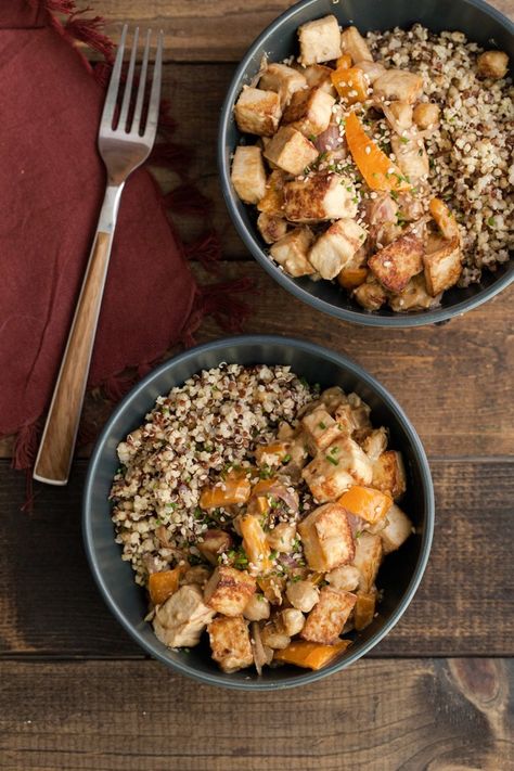 Recipe: Tofu Chickpea Stir-Fry with Tahini Sauce — Recipes from The Kitchn | The Kitchn Recipes With Tahini, Tofu Chickpea, Prepare Tofu, Recipe Tofu, Tahini Sauce Recipe, Vegan Entree, Veggie Stir Fry, Tahini Sauce, Vegan Meal