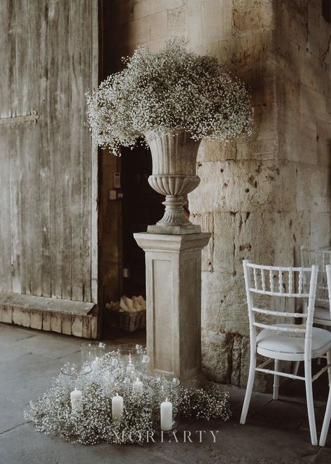 Gorgeous Gypsophila was scattered throughout Belcombe Court, adding perfect pops of white to the stunning venue. Gisele Wedding, Wedding Urns, Hall Deco, Floral Tablescape, Elmore Court, Gypsophila Wedding, Wedding Pool Party, Pool Wedding, Wedding Moodboard