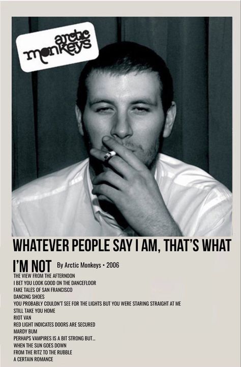 minimal polaroid album poster for whatever people say i am thats what im not by arctic monkeys Arctic Monkeys Album Cover, Am Poster, Arctic Monkeys Wallpaper, Album Wall, Minimalist Music, Monkey Wallpaper, Vintage Music Posters, Music Poster Ideas, Minimalist Posters