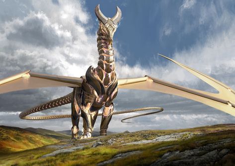 Robot Dragon, Robot Animal, Dragon Stuff, Mtg Art, Here Be Dragons, Fantasy Animals, Fantasy Beasts, Fantasy Monster, Dragon Artwork