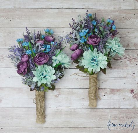 Wildflower Bouquet Lavender Bouquet by blueorchidcreations on Etsy Bridal Flower Bouquet, Bouquet Lavender, Homecoming Flowers, Lavender Bouquet, Bridal Bouquet Flowers, Cemetery Flowers, Prom Flowers, Teal Wedding, Diy Wedding Bouquet