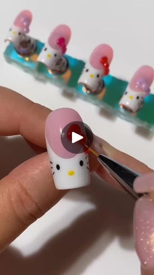 Hello Kitty Nail Art Designs, Nail Designs Hello Kitty, Hello Kitty Nail Art, Kitty Nail Art, Hello Kitty Opi, Hello Kitty Nail, Hello Kitty Nails Art, Kitty Nail, Nail Designs Tutorial