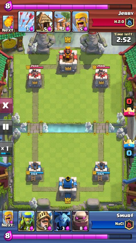 "Clash Royale" on iOS. Match playback screen. Clash Royale Deck, Top Down Game, Best Android Games, Pirate Games, Board Game Design, Game Ui Design, Casual Game, Childrens Games, Clash Royale